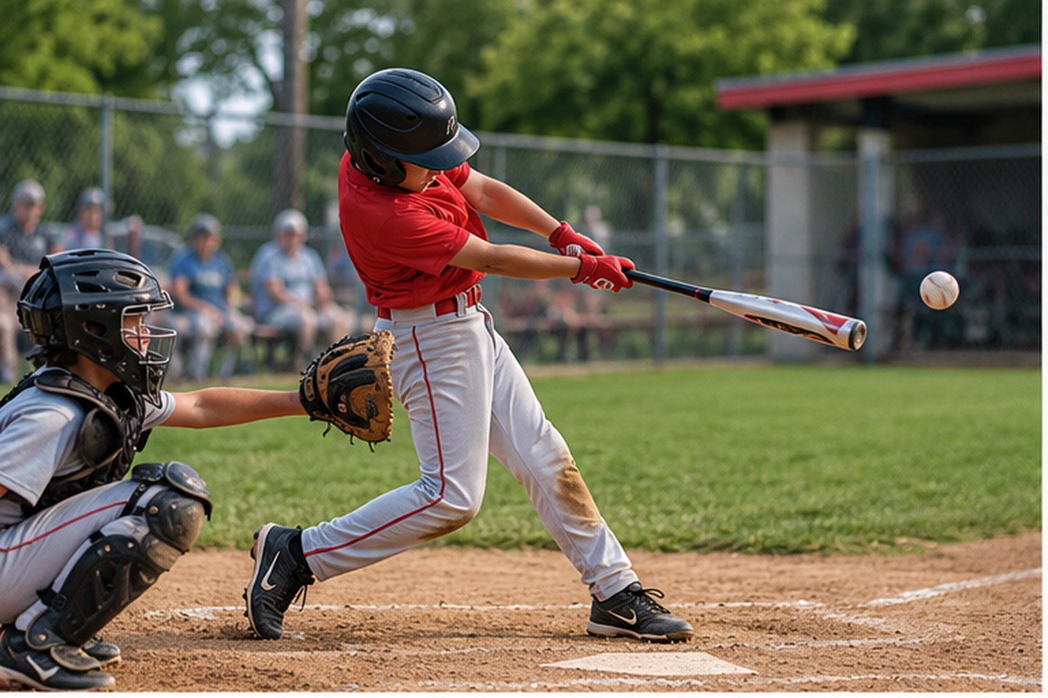 Youth baseball game on a community field