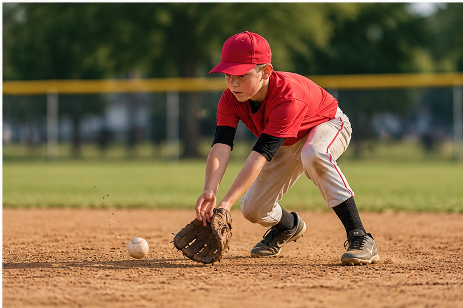 Youth baseball action